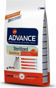 ADVANCE Sterilized Sensitive Salmon 1,5 кг сухой корм для стерилизованных кошек с лососем