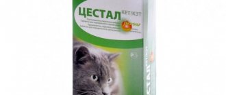 Cestal for cats - instructions for use of tablets