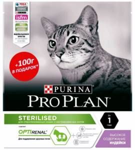 Сухие гранулы для стерилизованных кошек в возрасте от 1 до 6 лет от Пурина Про План.